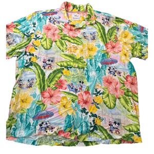 Tommy Bahama Disney Poolside Party Shirt Mens Medium Mickey Minnie Floral 2XL